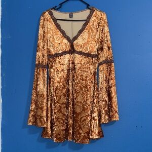 Velvet Dress with Bell Sleeves